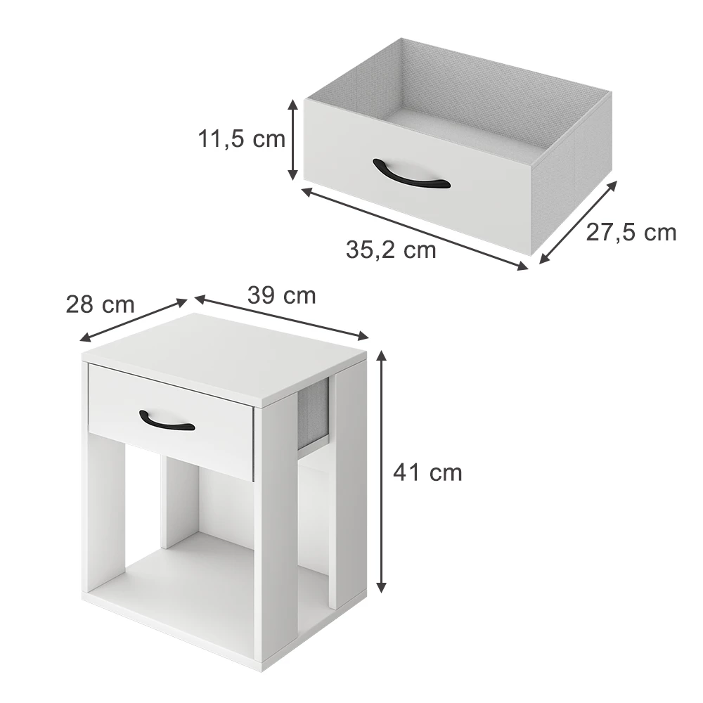 Vicco Măsuță de pat Alb 39x41 cm Set de 2, Virela