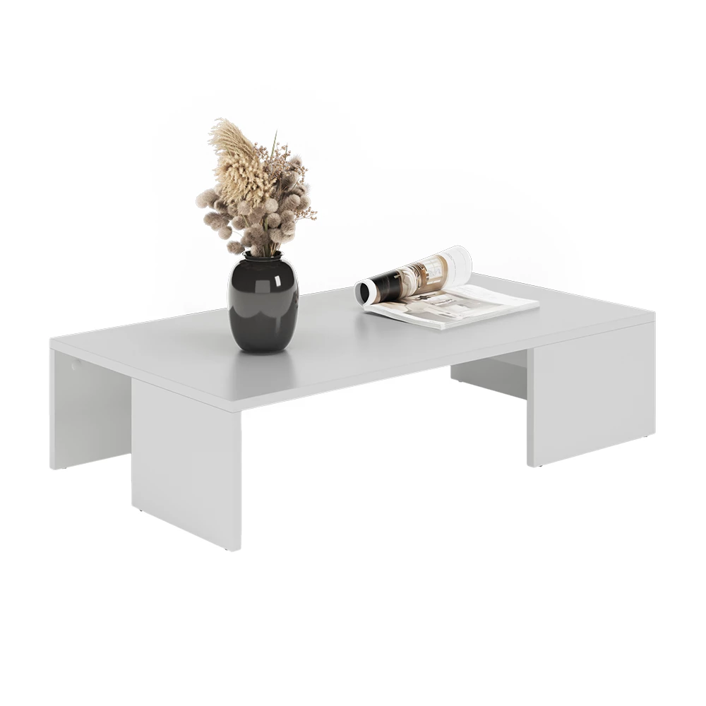 Salontafel in Wit op een witte achtergrond met decoratieve elementen