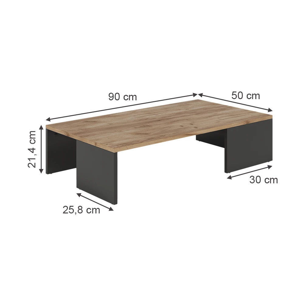 Vicco Couchtisch Anthrazit/Goldkraft Eiche 90 x 21.4 cm, Hardi