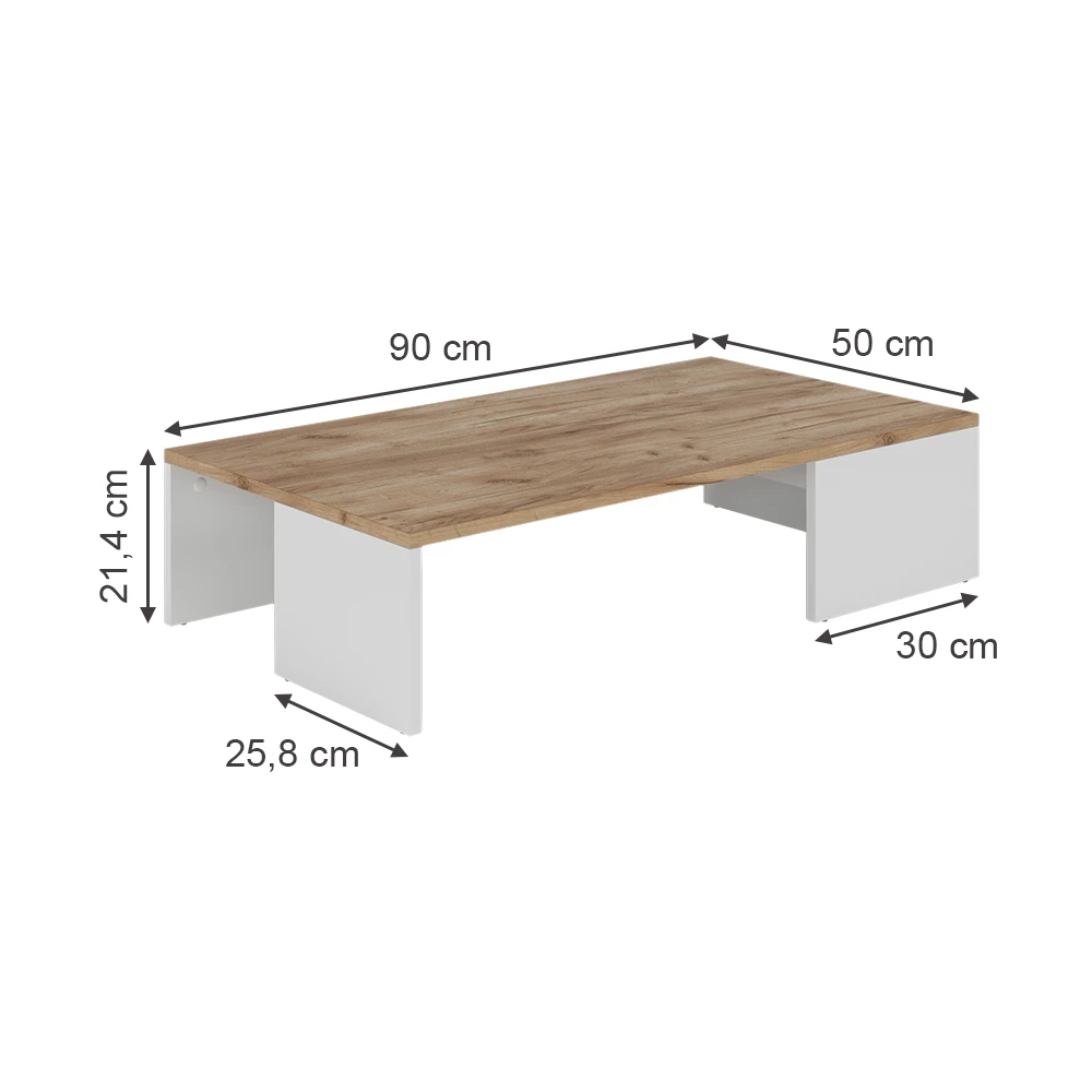 Couchtisch u boji Weiß/Goldkraft Eiche na bijeloj pozadini