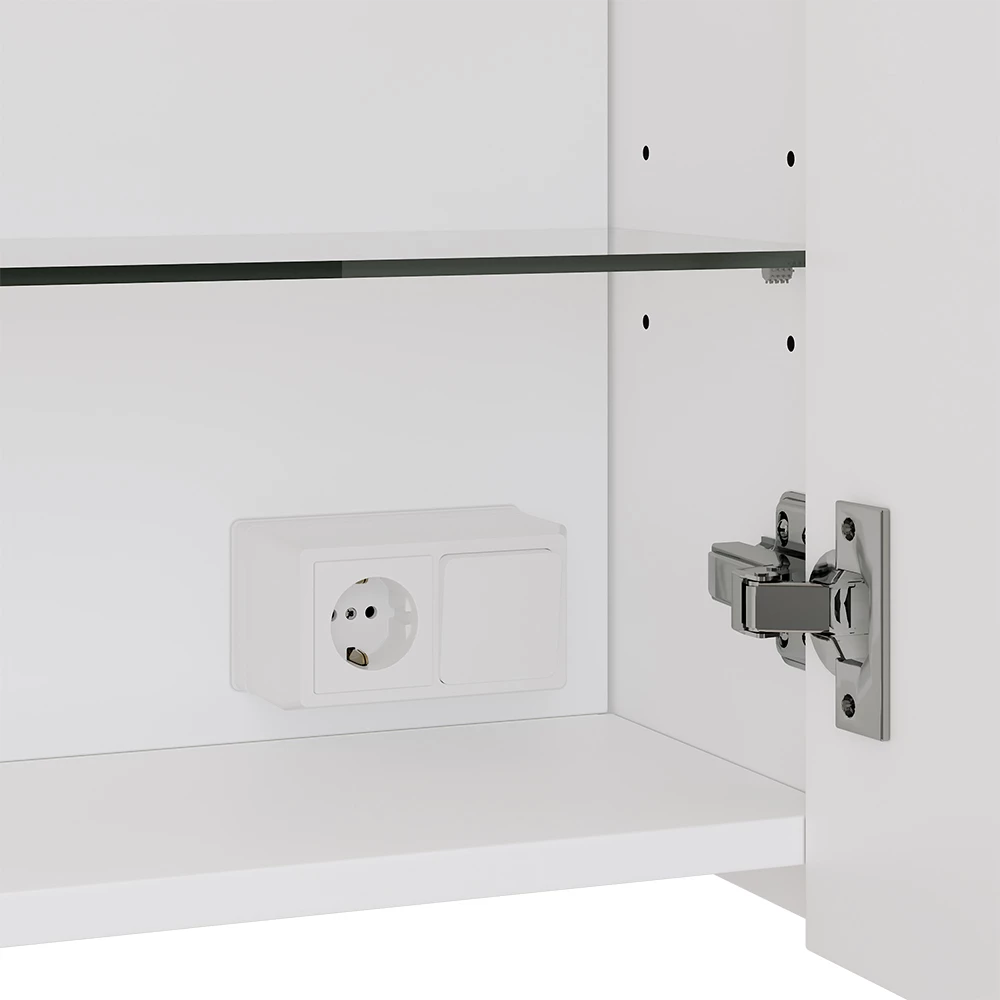 Vicco Badkamerspiegelkast Wit 100 x 60 cm met 3 deuren en LED-verlichting, Lavio