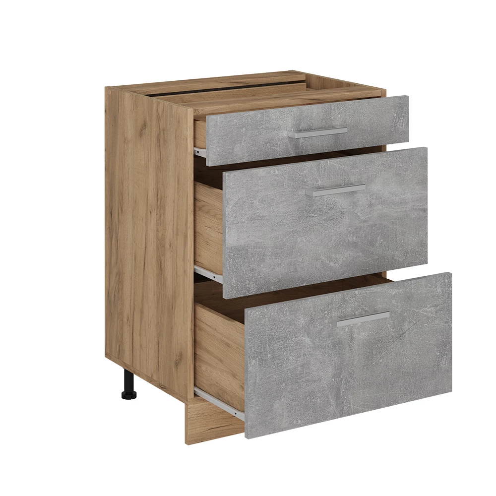 Keukenonderkast in Beton on white background with decorative elements