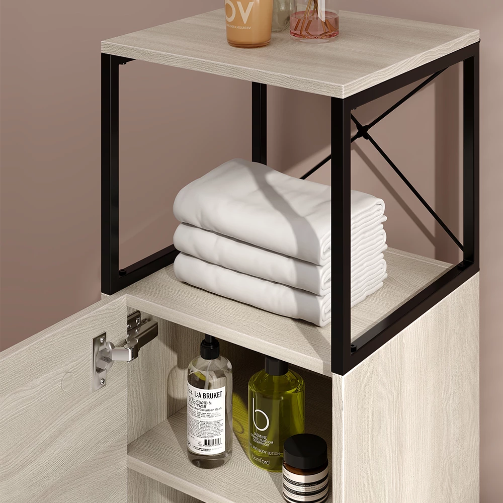 Vicco Midischrank Eiche/Schwarz 36 x 116.5 cm, Vionna
