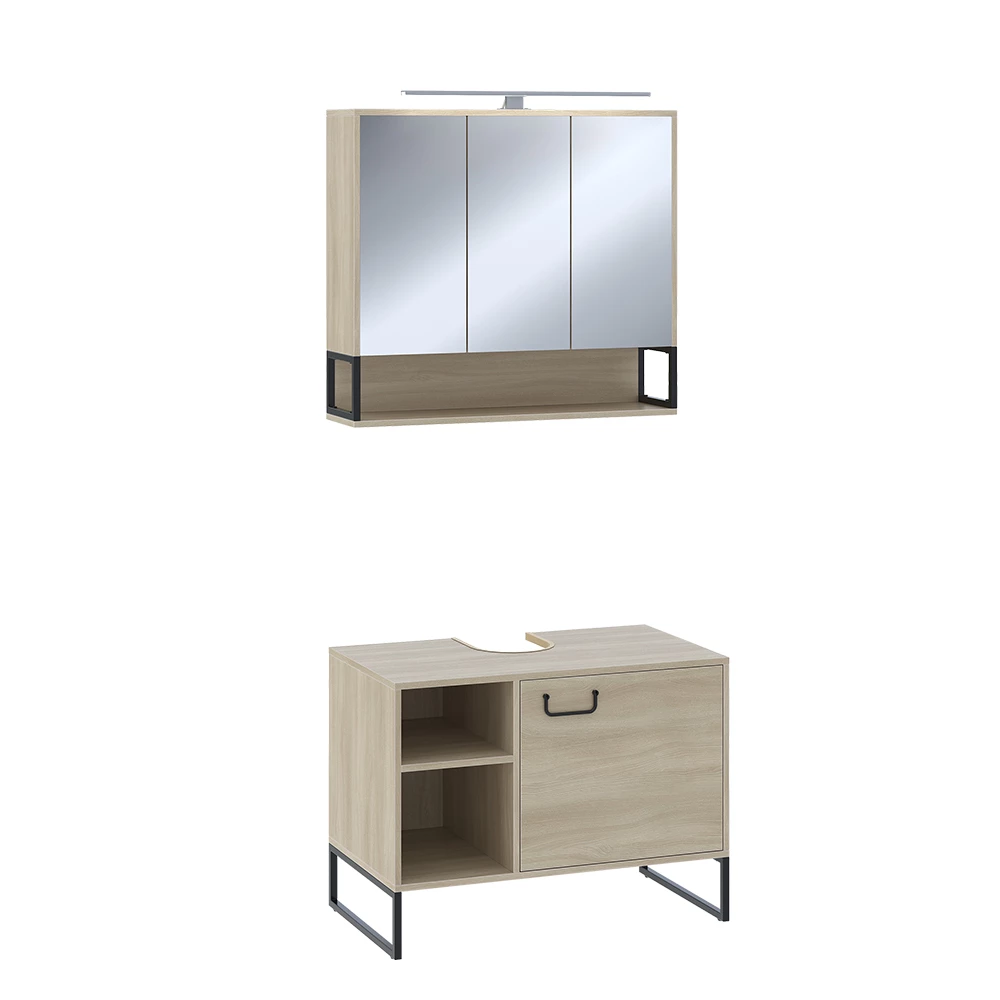 Vicco Badkamermeubelset Eiken/zwart 2 delen, Vionna