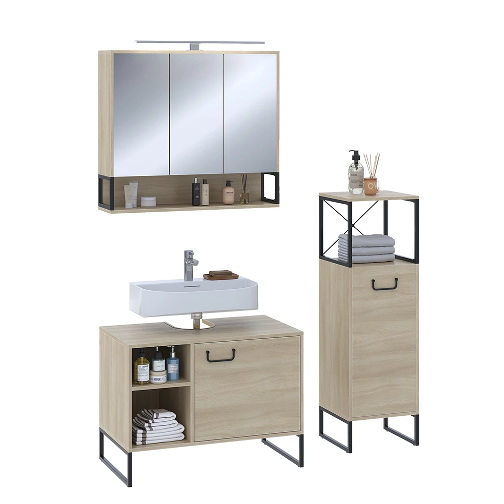 Vicco Badmöbel-Set Eiche 3 Teile, Vionna