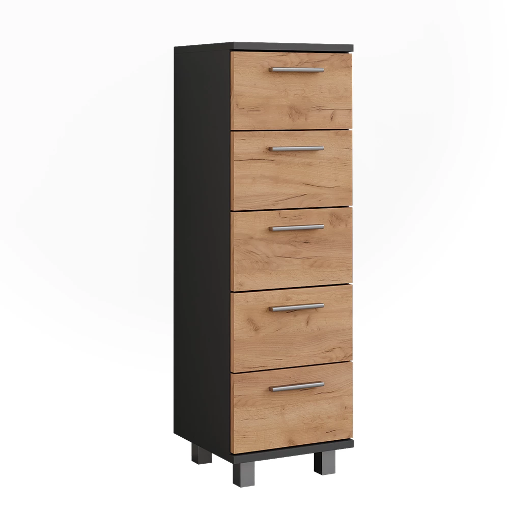 Vicco Midischrank "Ilias", Anthrazit/Goldkraft Eiche, 30.2 x 95 cm