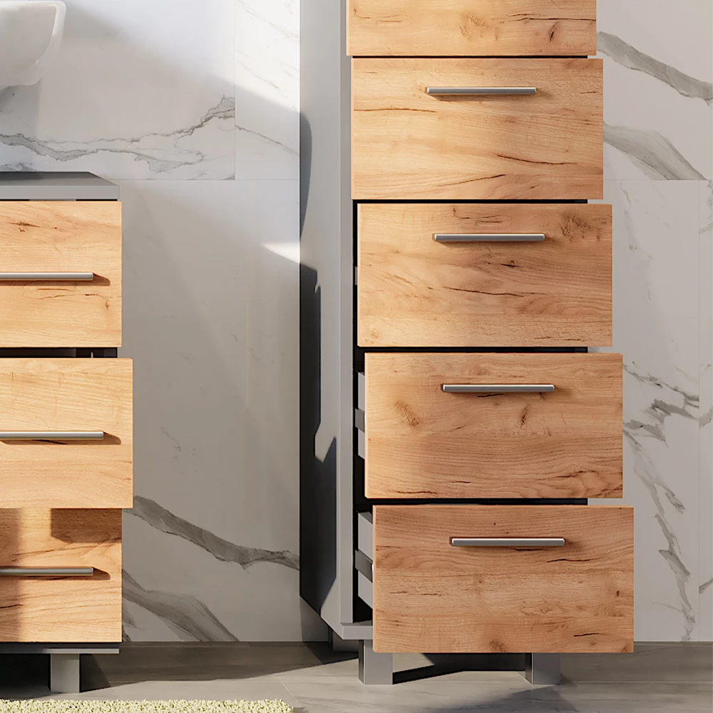 Vicco Midischrank "Ilias", Anthrazit/Goldkraft Eiche, 30.2 x 95 cm