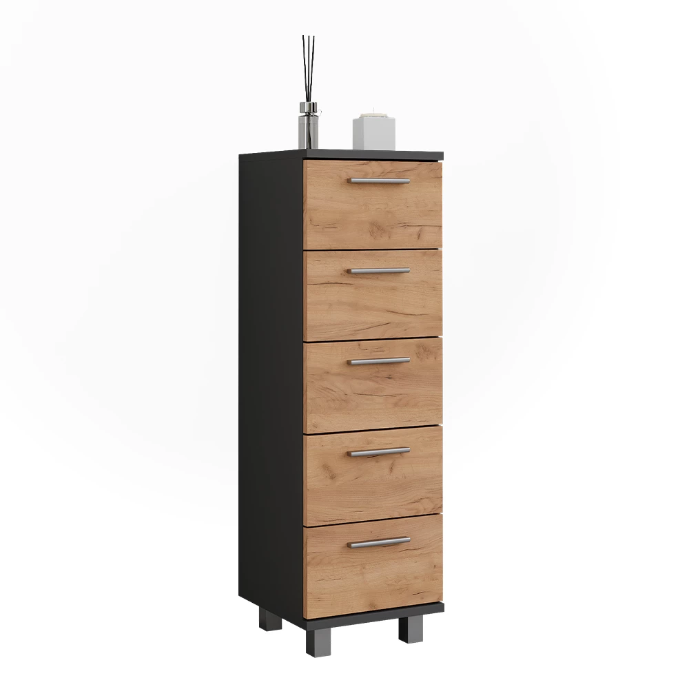 Vicco Midischrank "Ilias", Anthrazit/Goldkraft Eiche, 30.2 x 95 cm
