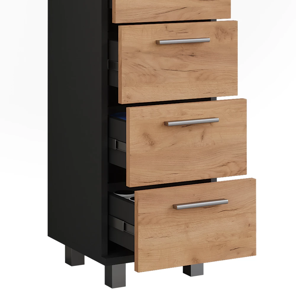 Vicco Midischrank "Ilias", Anthrazit/Goldkraft Eiche, 30.2 x 95 cm
