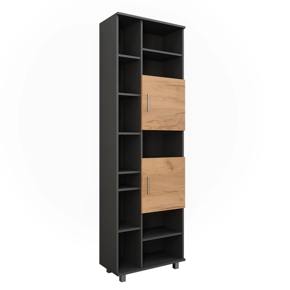 Vicco Hoge kast "Ilias", Antraciet/gouden eik, 60.2 x 190 cm