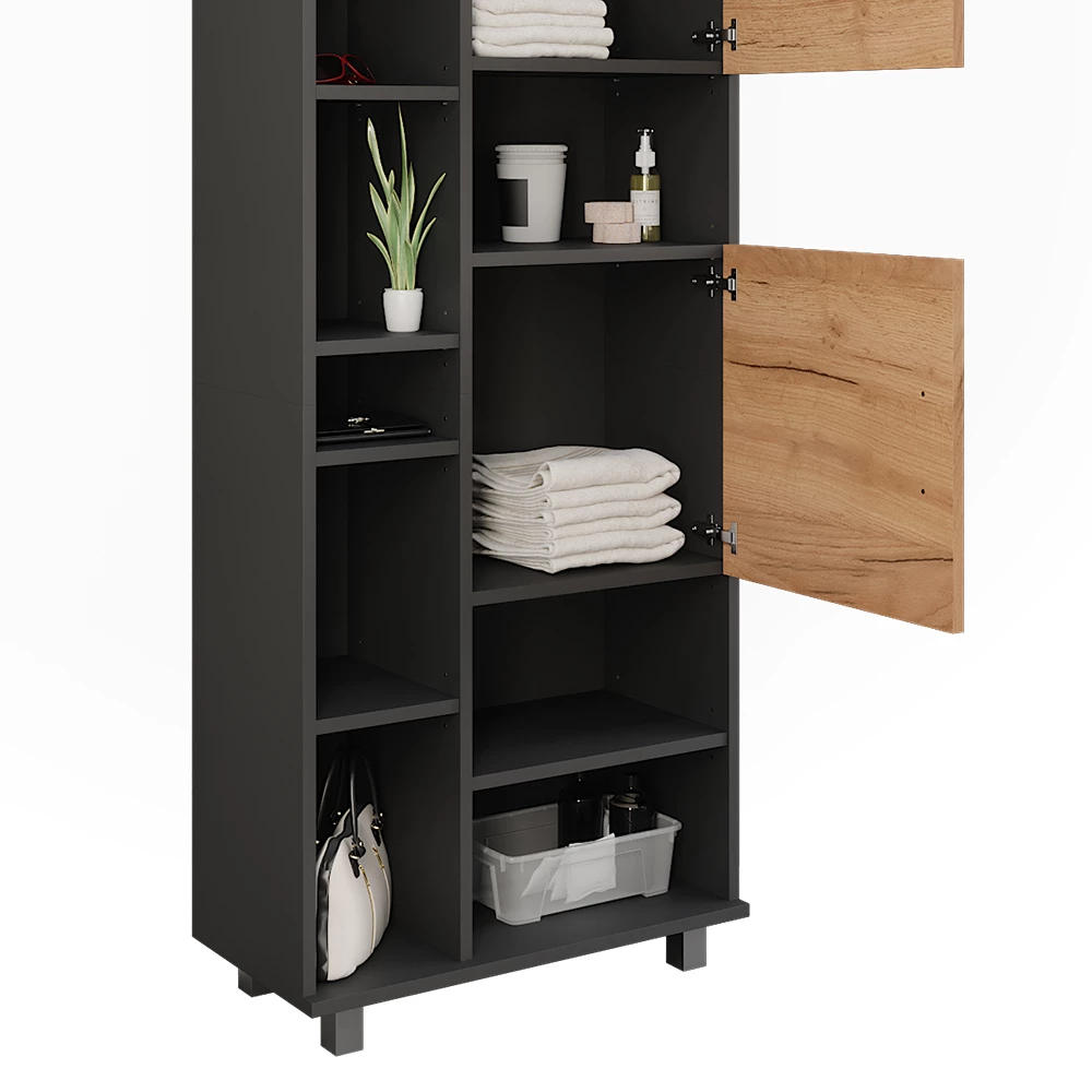 Vicco Hochschrank "Ilias", Anthrazit/Goldkraft Eiche, 60.2 x 190 cm