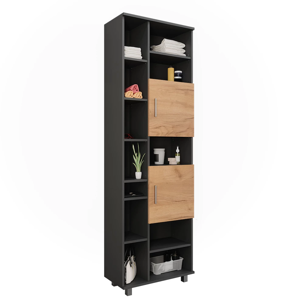 Vicco Hochschrank "Ilias", Anthrazit/Goldkraft Eiche, 60.2 x 190 cm