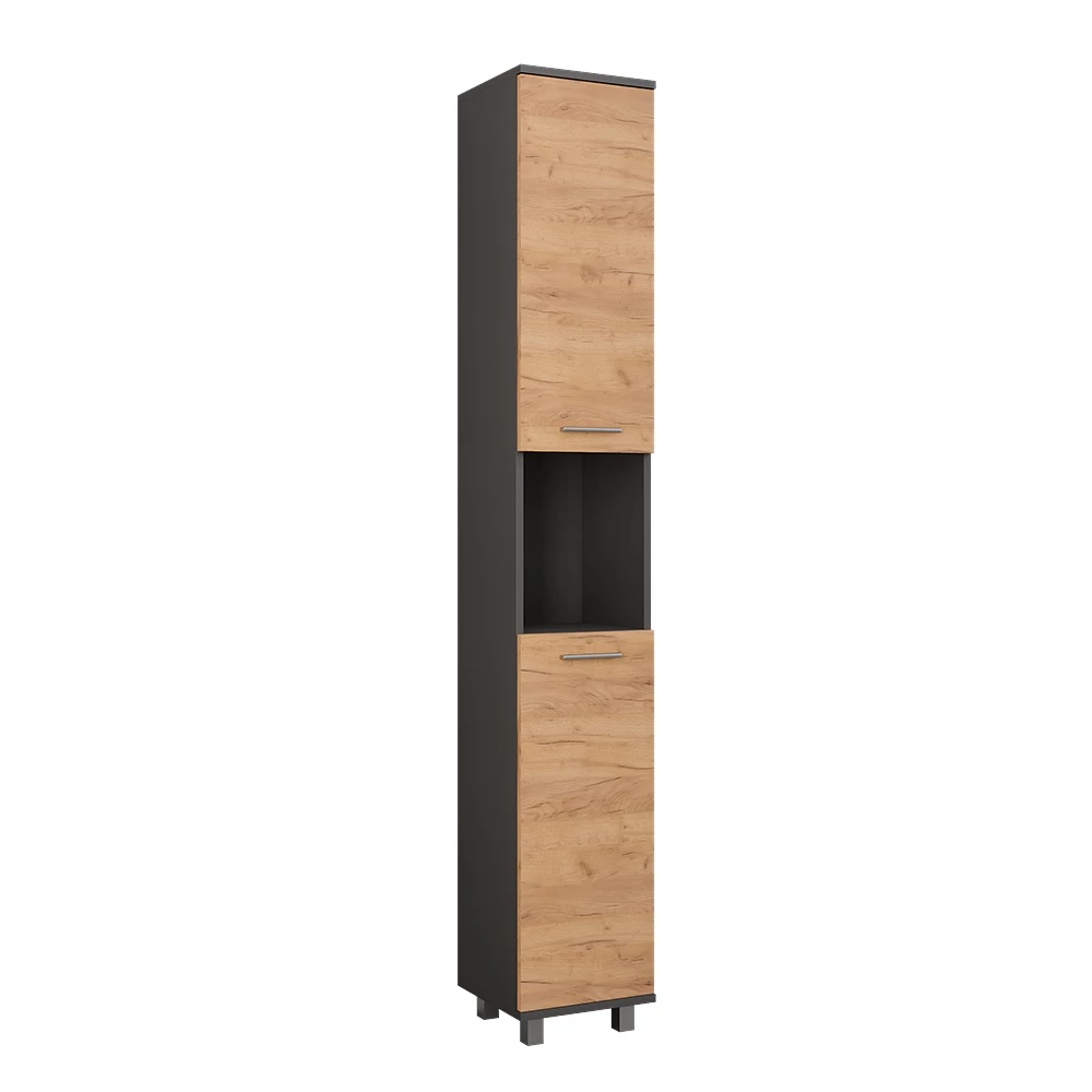 Vicco Hochschrank "Ilias", Anthrazit/Goldkraft Eiche, 30.2 x 190 cm mit 2 Türen