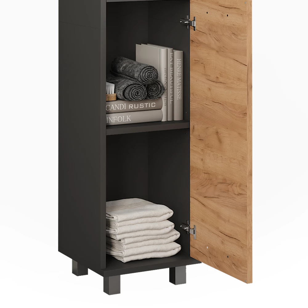 Vicco Hochschrank "Ilias", Anthrazit/Goldkraft Eiche, 30.2 x 190 cm mit 2 Türen