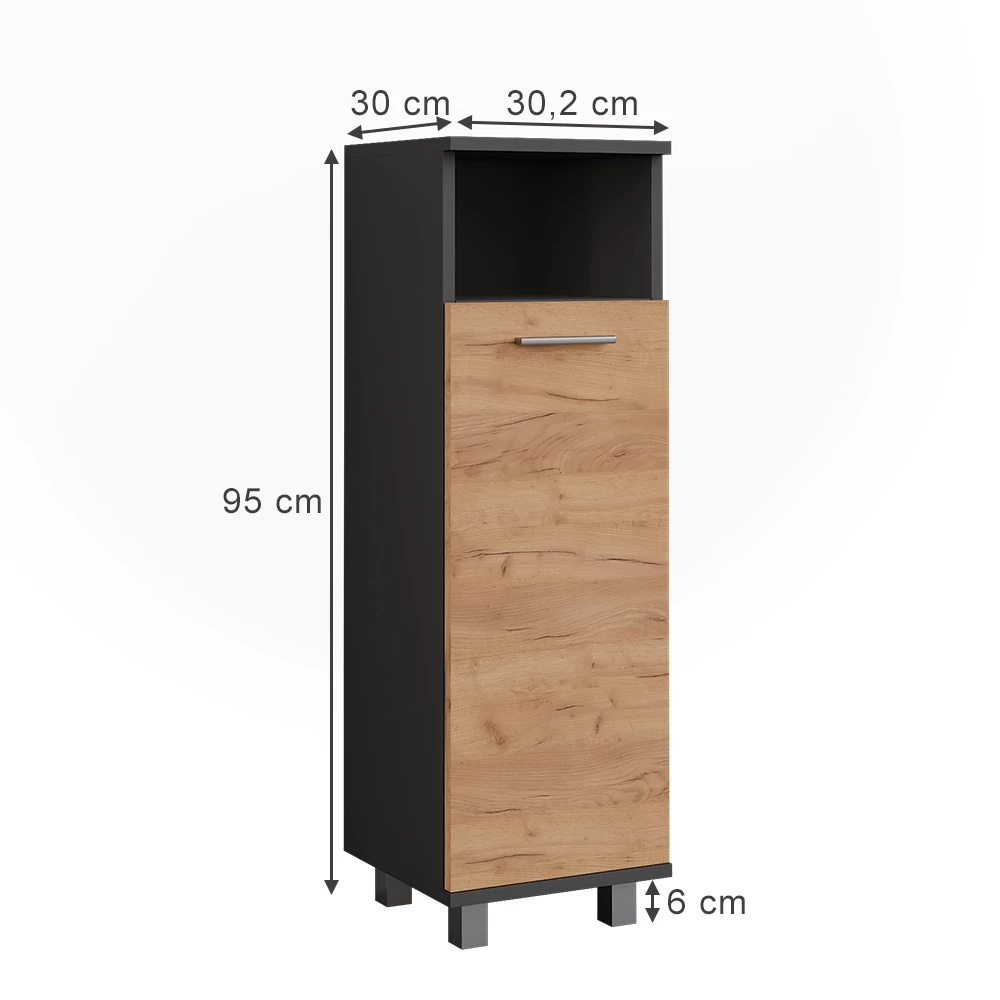ViccoMidi-kaappi"Ilias",Antrasiitti/Goldkraft tammi ,30.2x190 cm2 ovea