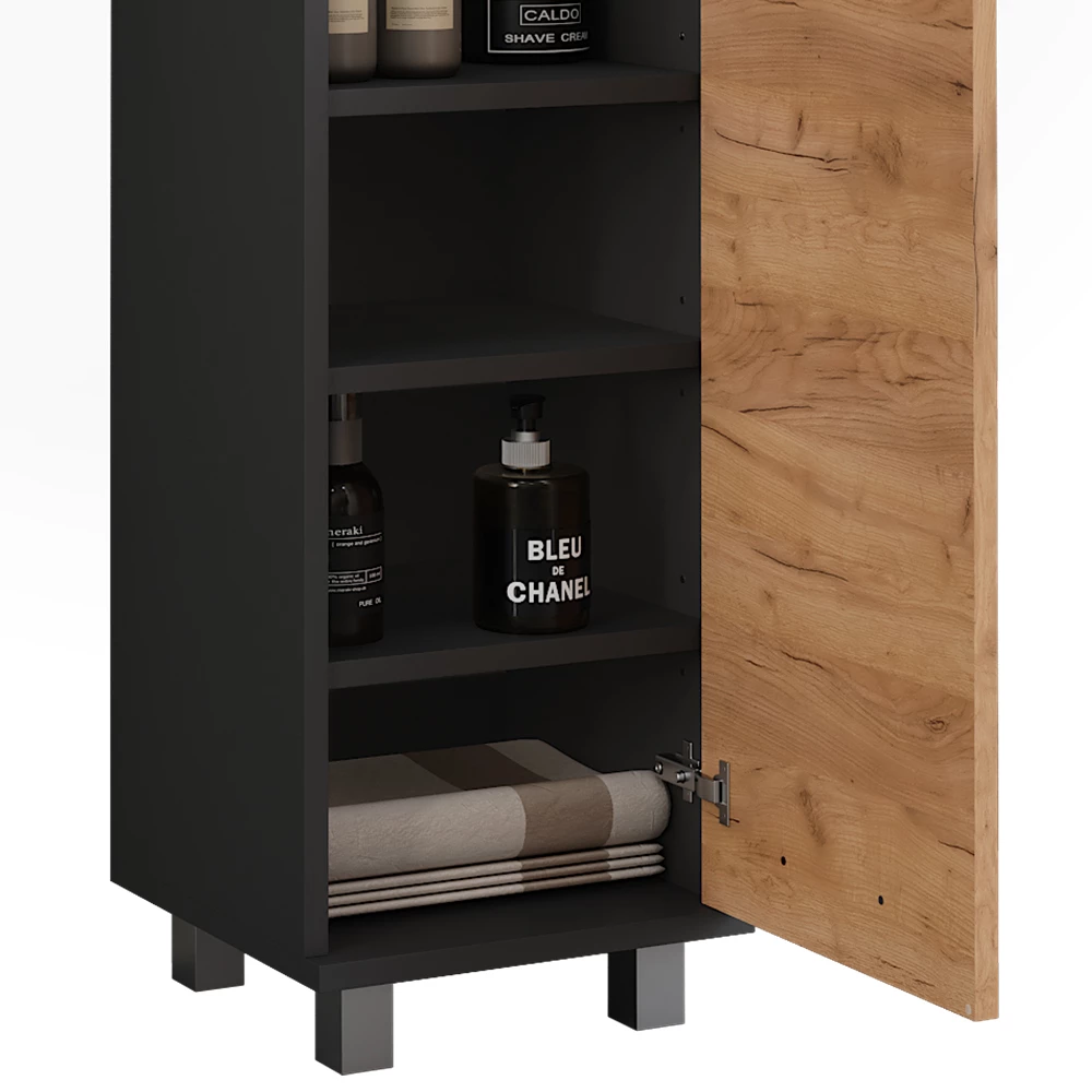 Vicco Midischrank "Ilias", Anthrazit/Goldkraft Eiche, 30.2 x 190 cm mit 2 Türen