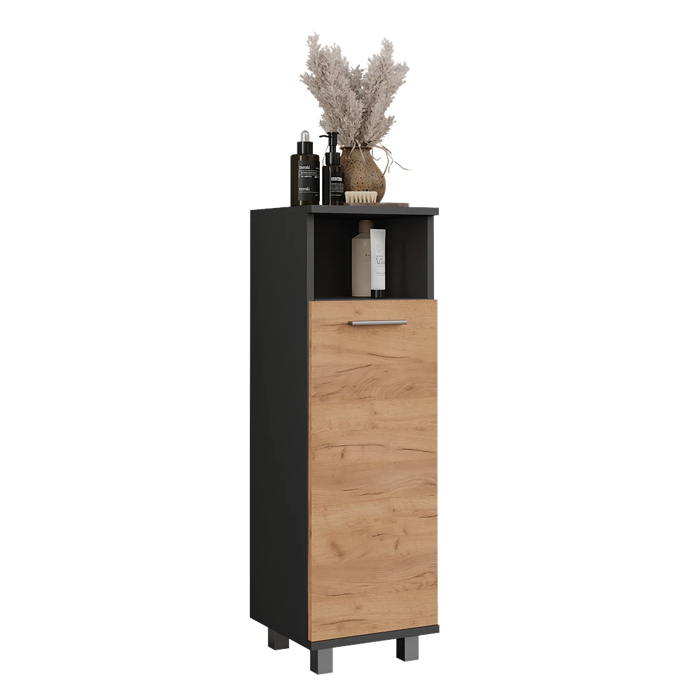 Vicco Midischrank "Ilias", Anthrazit/Goldkraft Eiche, 30.2 x 190 cm mit 2 Türen