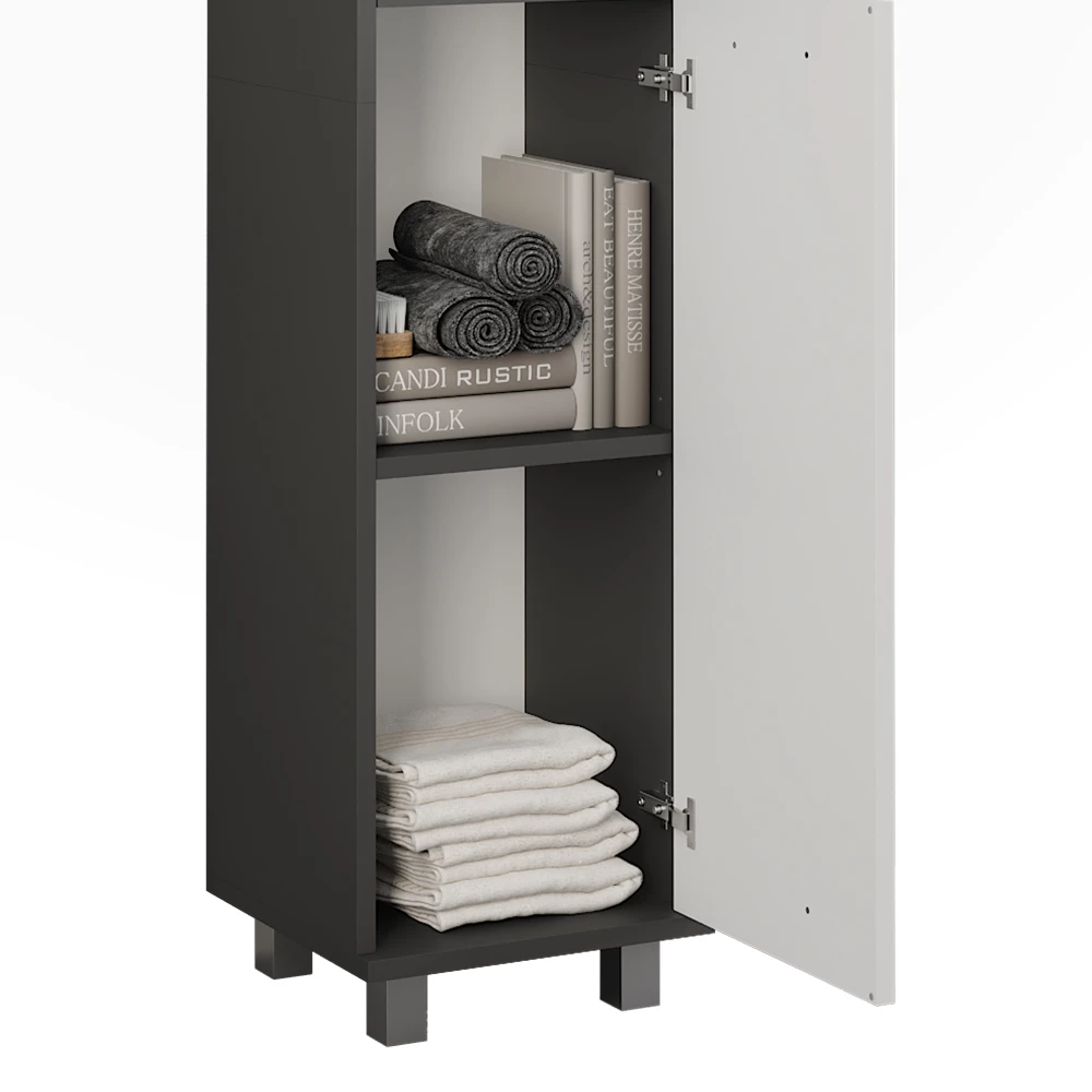 Vicco Hochschrank "Ilias", Anthrazit/Weiß, 30.2 x 190 cm mit 2 Türen