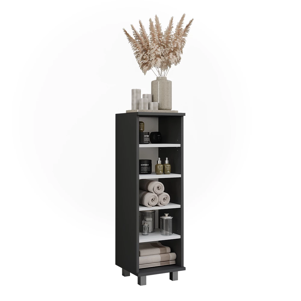Vicco Midikast "Ilias", Antraciet/wit, 30.2 x 95 cm met 5 open vakken