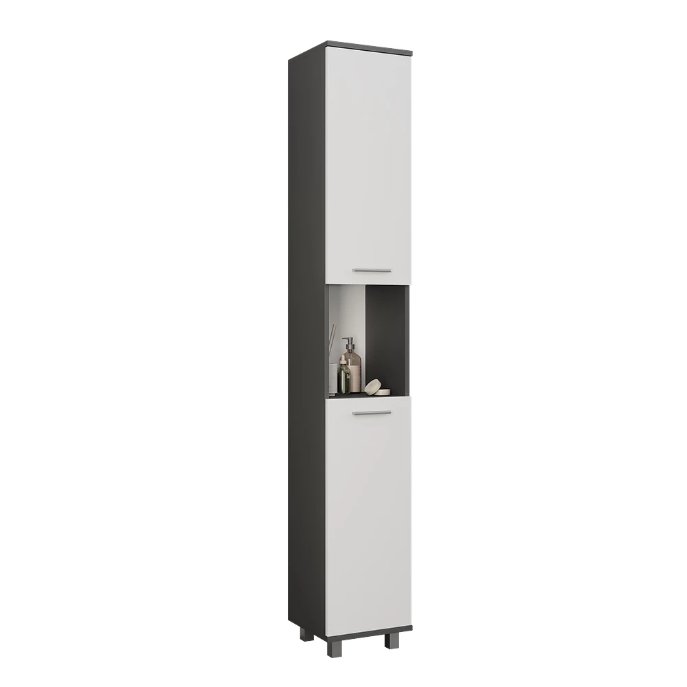 Vicco Hochschrank "Ilias", Anthrazit/Weiß, 30.2 x 190 cm mit 2 Türen