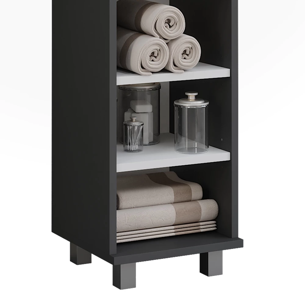 Vicco Midikast "Ilias", Antraciet/wit, 30.2 x 95 cm met 5 open vakken