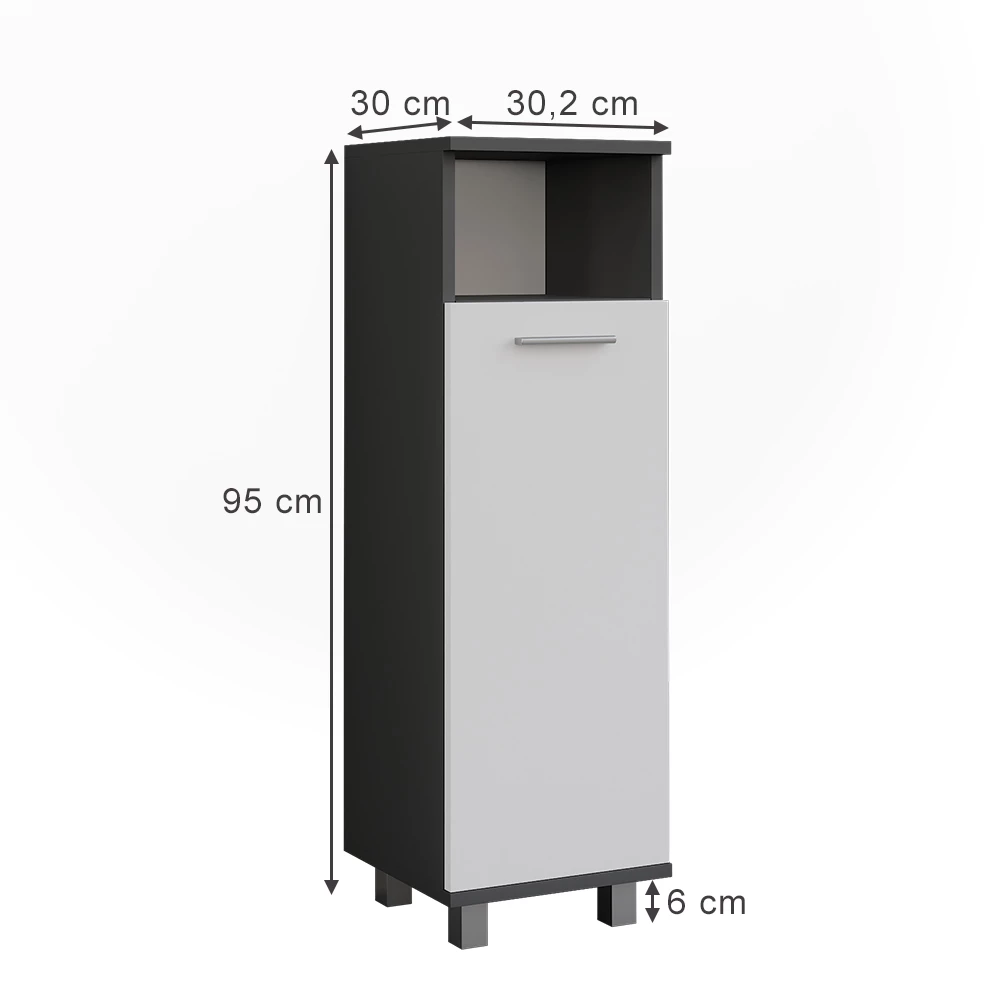 Vicco Midi omarica "Ilias", Antracit/bela, 30.2 x 95 cm z 2 vrati