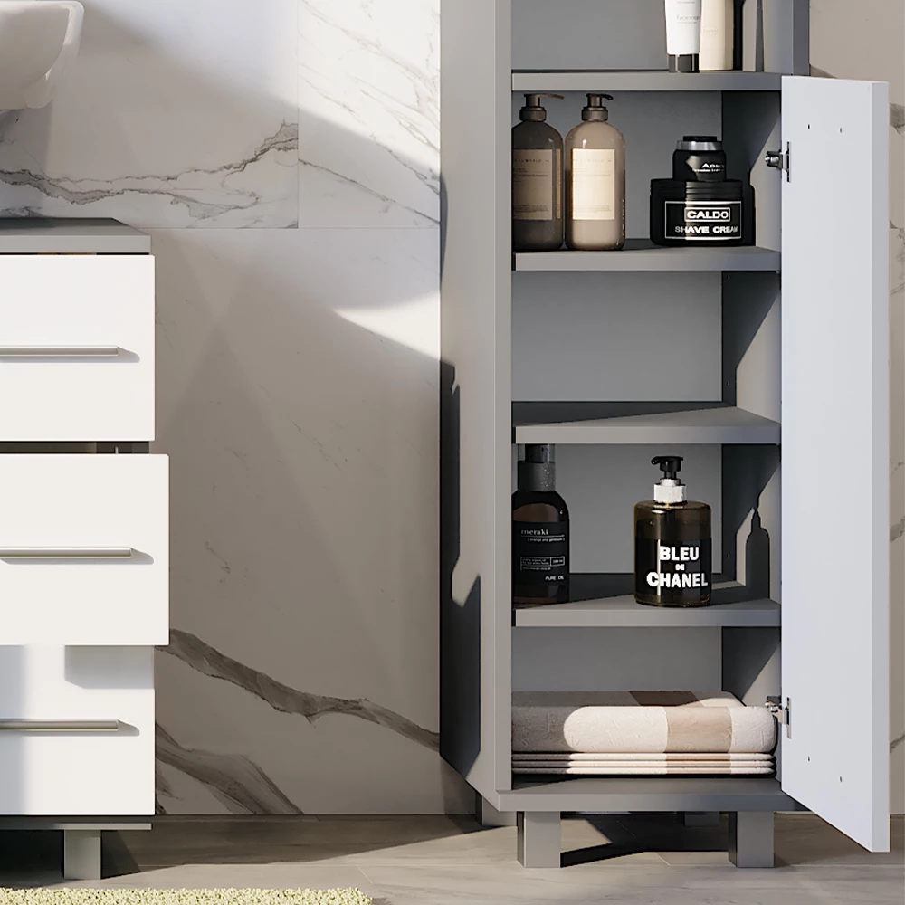 Vicco Midischrank "Ilias", Anthrazit/Weiß, 30.2 x 95 cm mit Tür