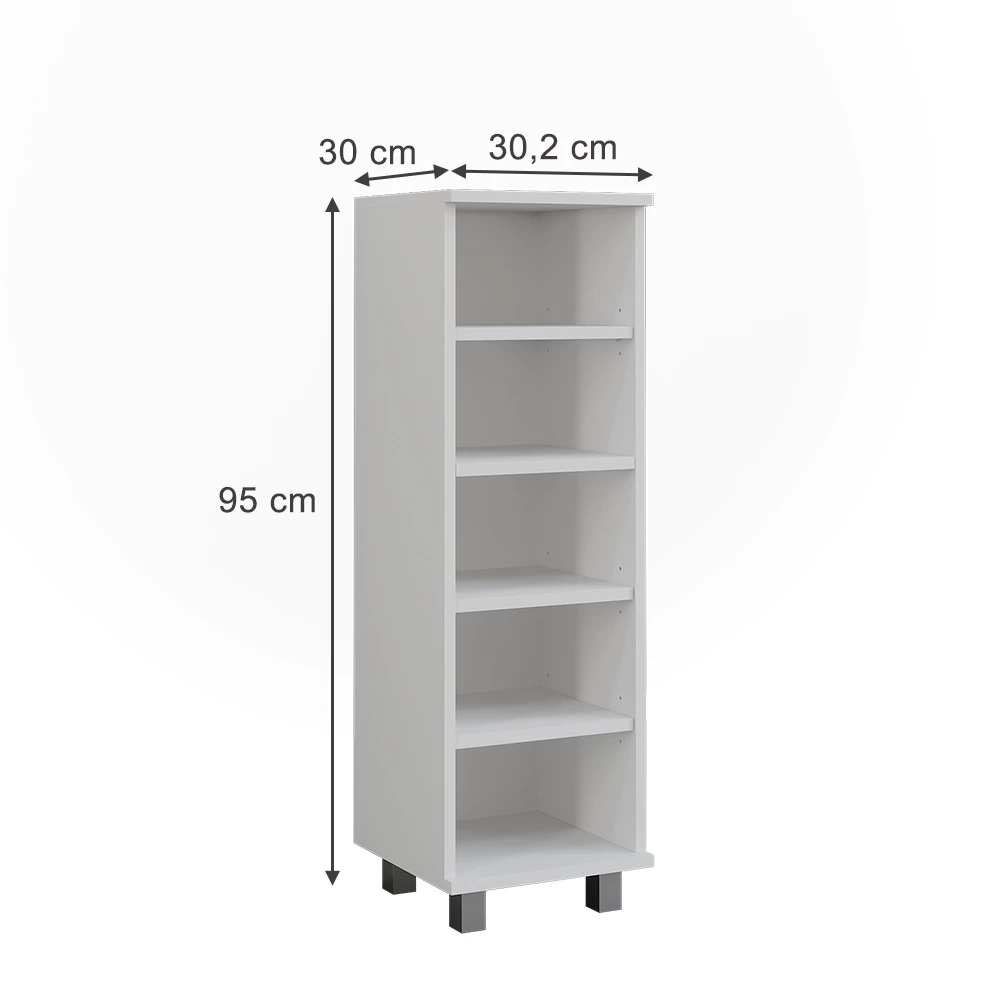 Vicco Midischrank "Ilias", Weiß, 30.2 x 95 cm mit 5 offenen Fächern