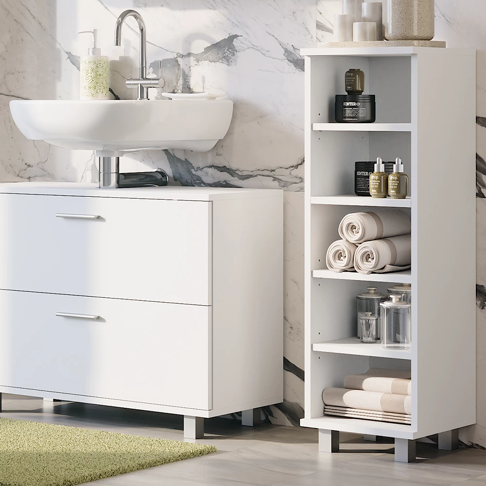 Vicco Midischrank "Ilias", Weiß, 30.2 x 95 cm mit 5 offenen Fächern