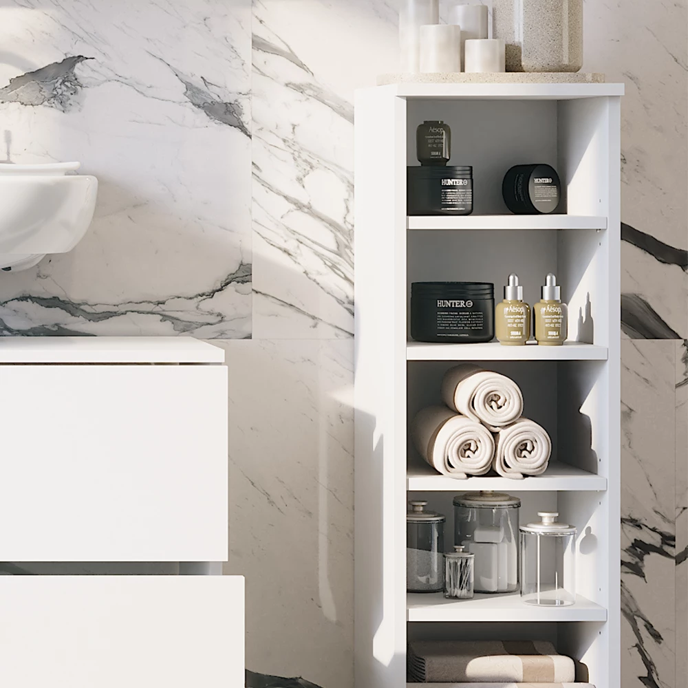 Vicco Midischrank "Ilias", Weiß, 30.2 x 95 cm mit 5 offenen Fächern