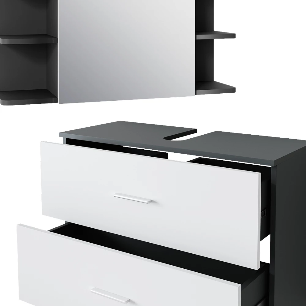 Vicco Badkamermeubelset Antraciet/wit 4 delen, Ilias