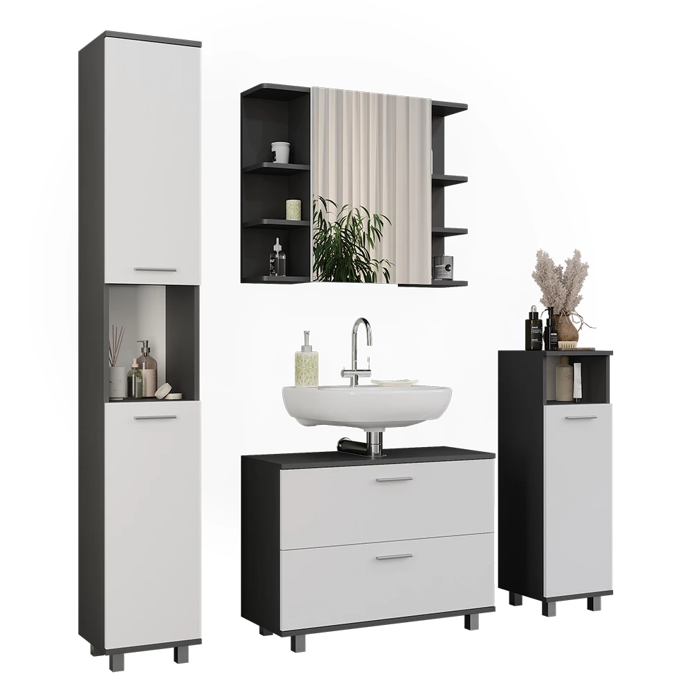 Vicco Badkamermeubelset Antraciet/wit 4 delen, Ilias