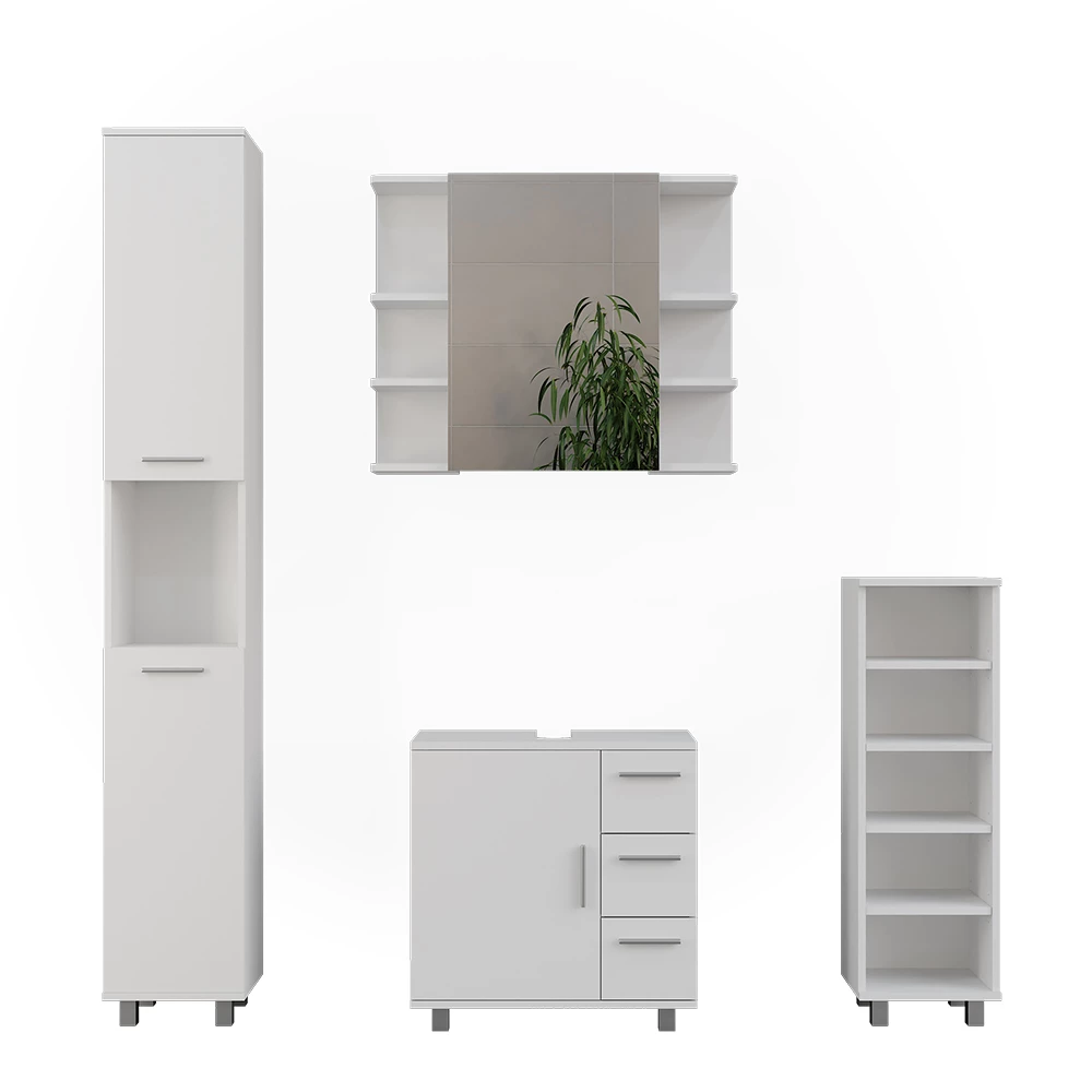 Vicco Badmöbel-Set Weiß 4 Teile, Ilias