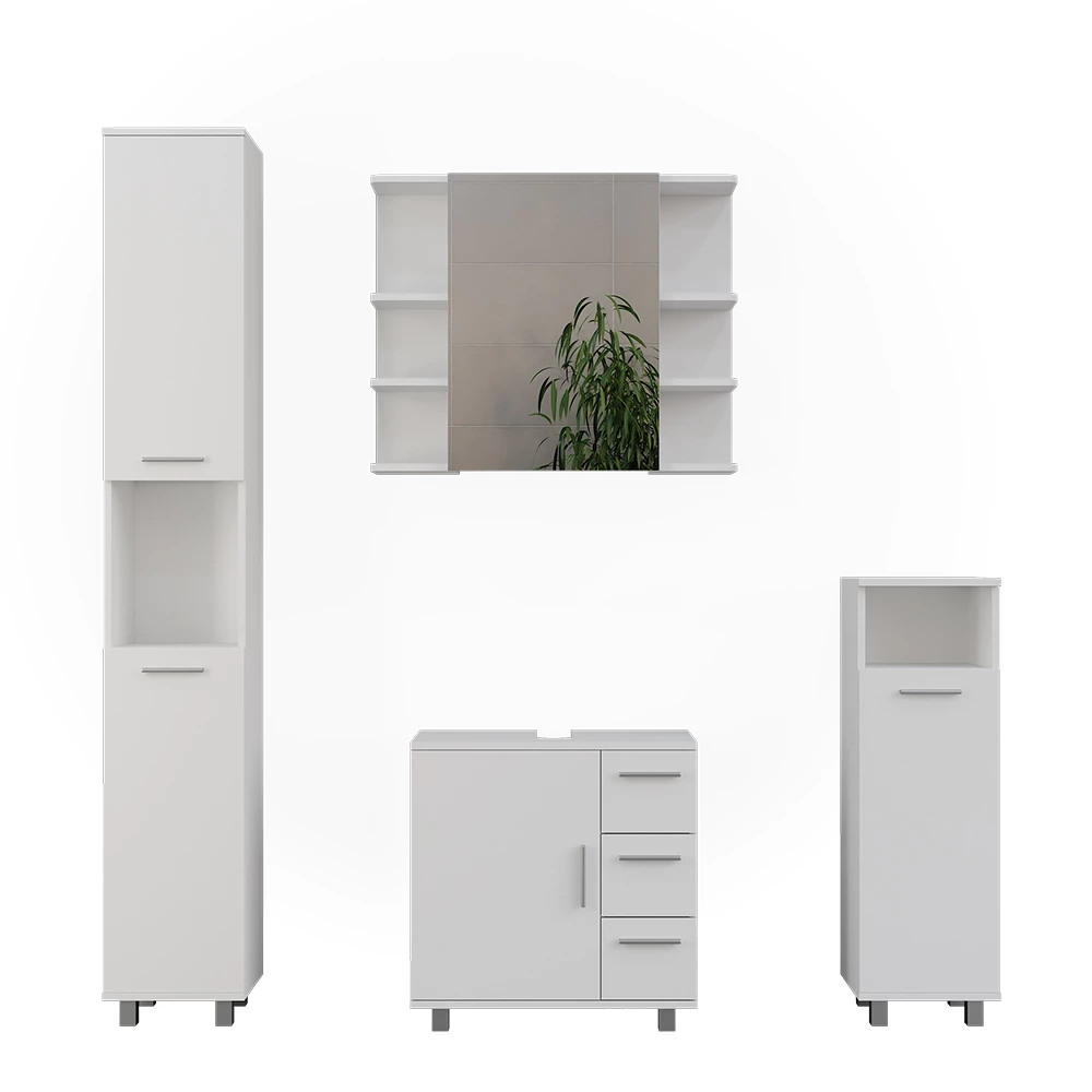 Vicco Badkamermeubelset Wit 4 delen, Ilias