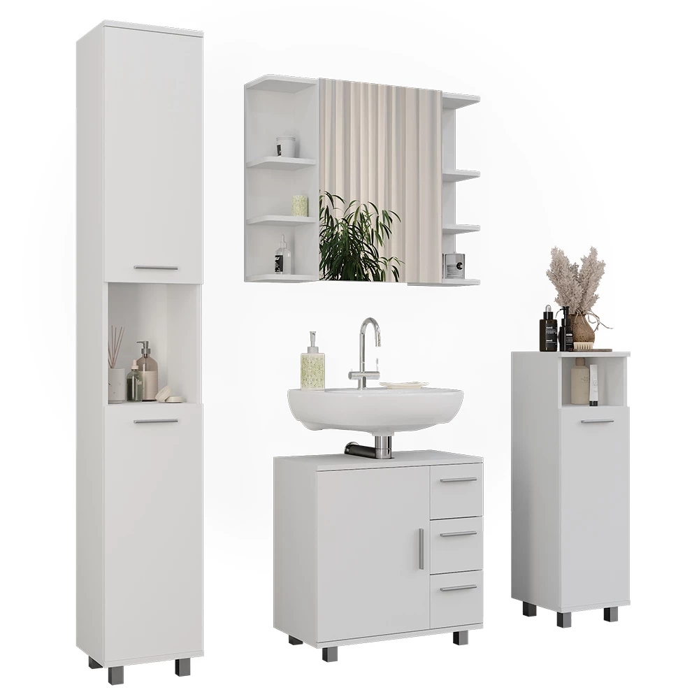 Vicco Badkamermeubelset Wit 4 delen, Ilias