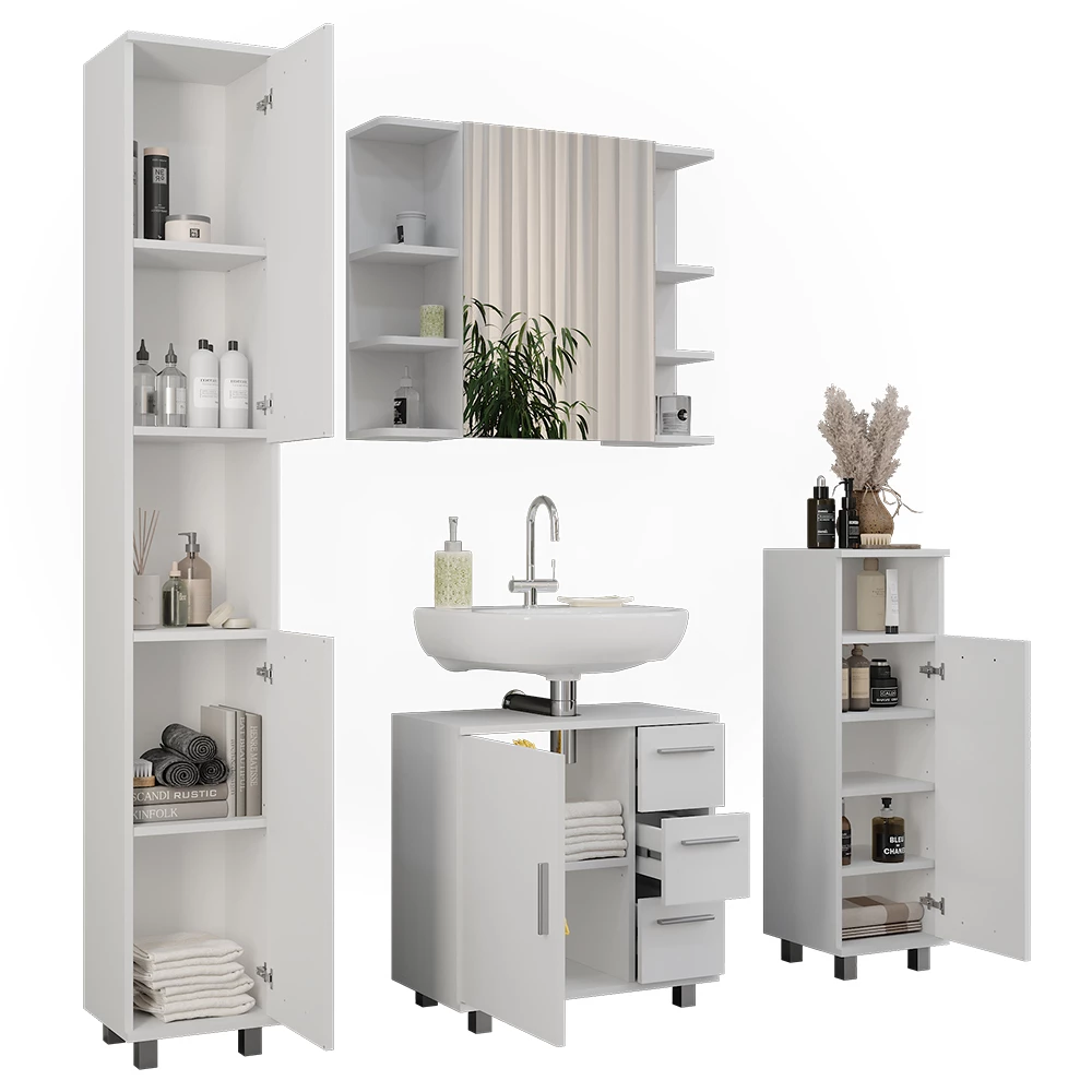 Vicco Badkamermeubelset Wit 4 delen, Ilias