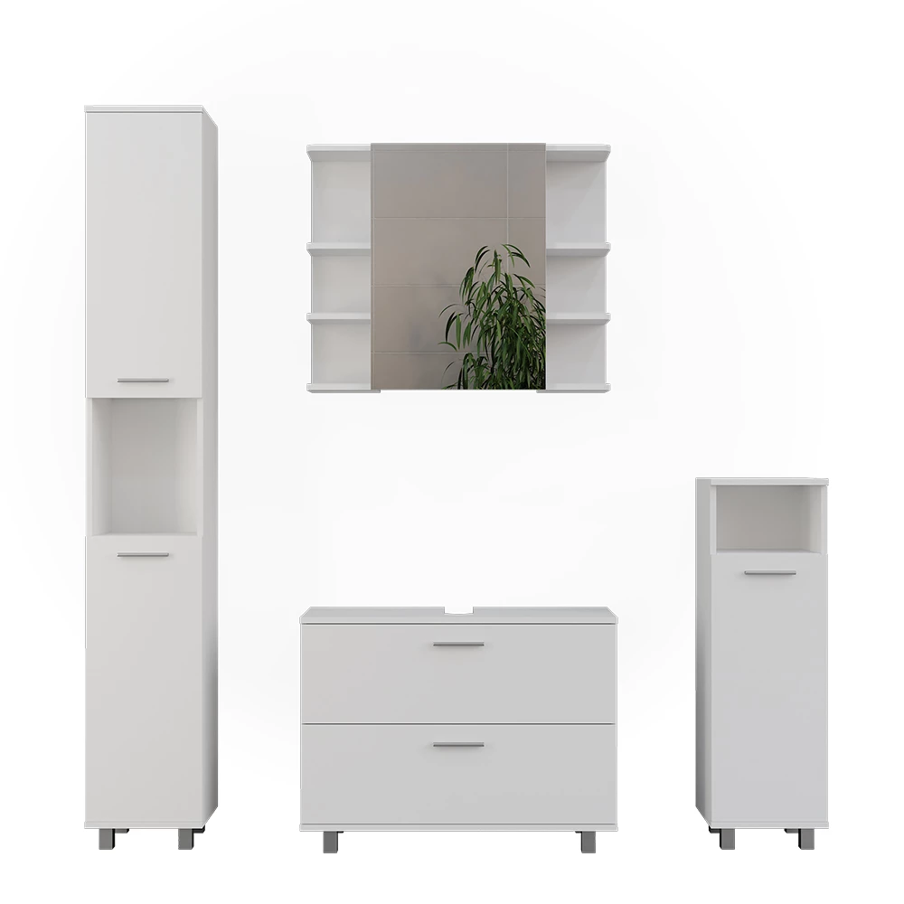 Vicco Badmöbel-Set Weiß 4 Teile, Ilias