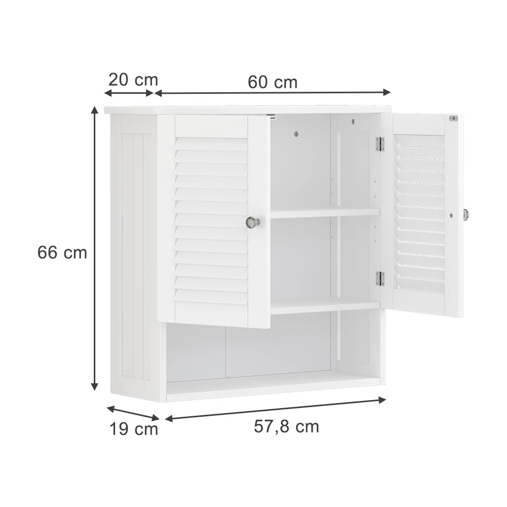 Vicco Hängeschrank "Riad", Weiß, 60 x 66 cm mit 2 Türen
