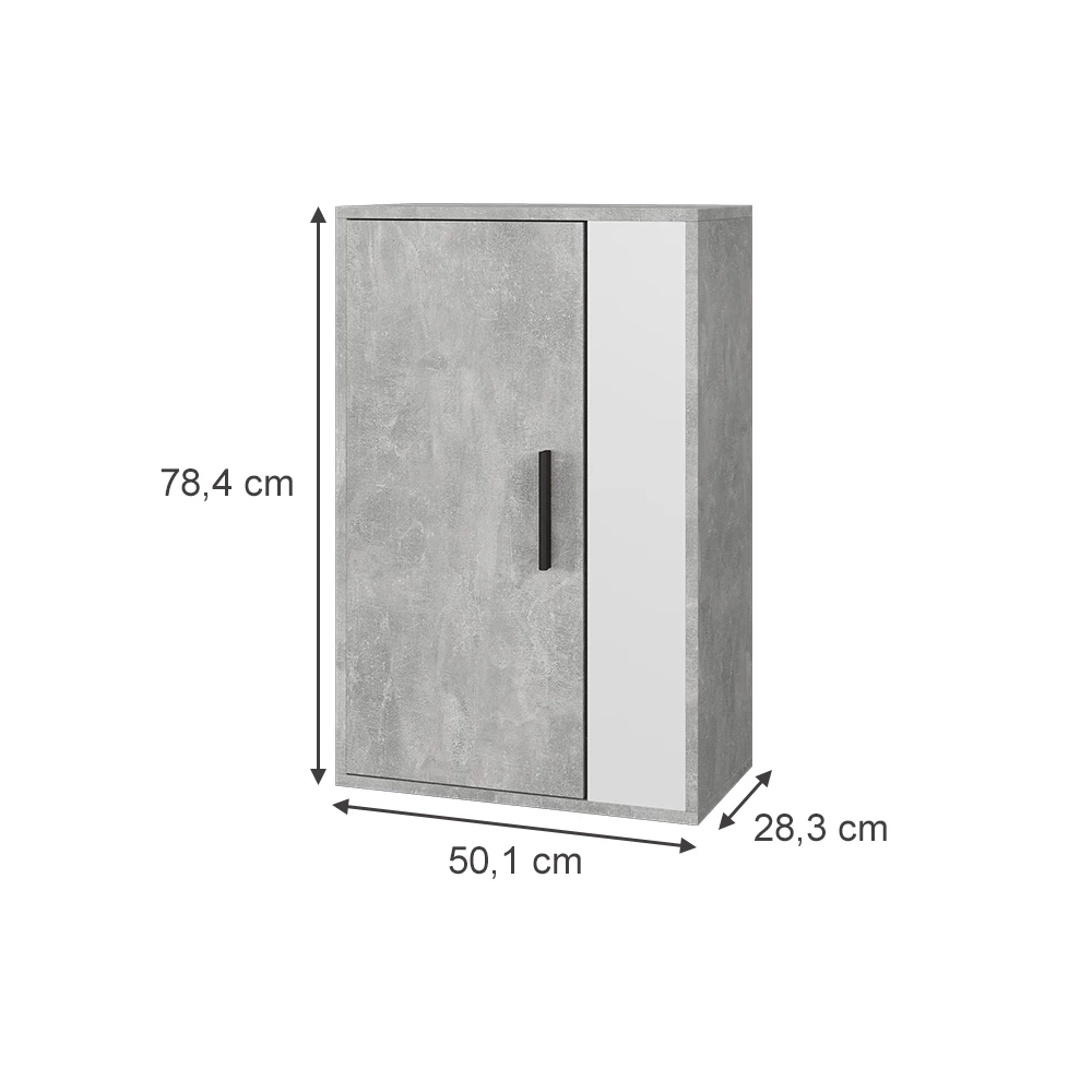 Vicco Wandregal Concreto/Branco 50.1x78.4 cm mit 2 Fächern, Berno