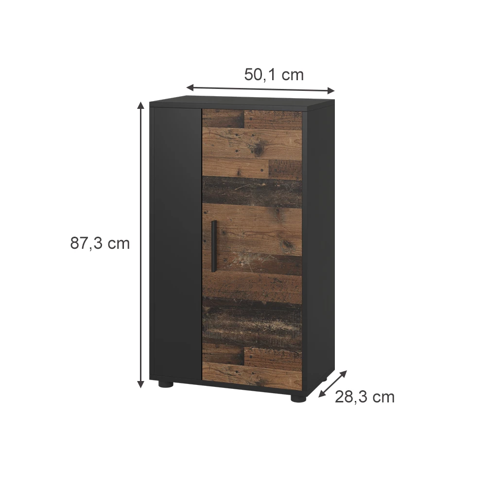 Vicco Komoda Čierna/starý štýl 50.1 x 87.3 cm s 2 priehradkami, Berno