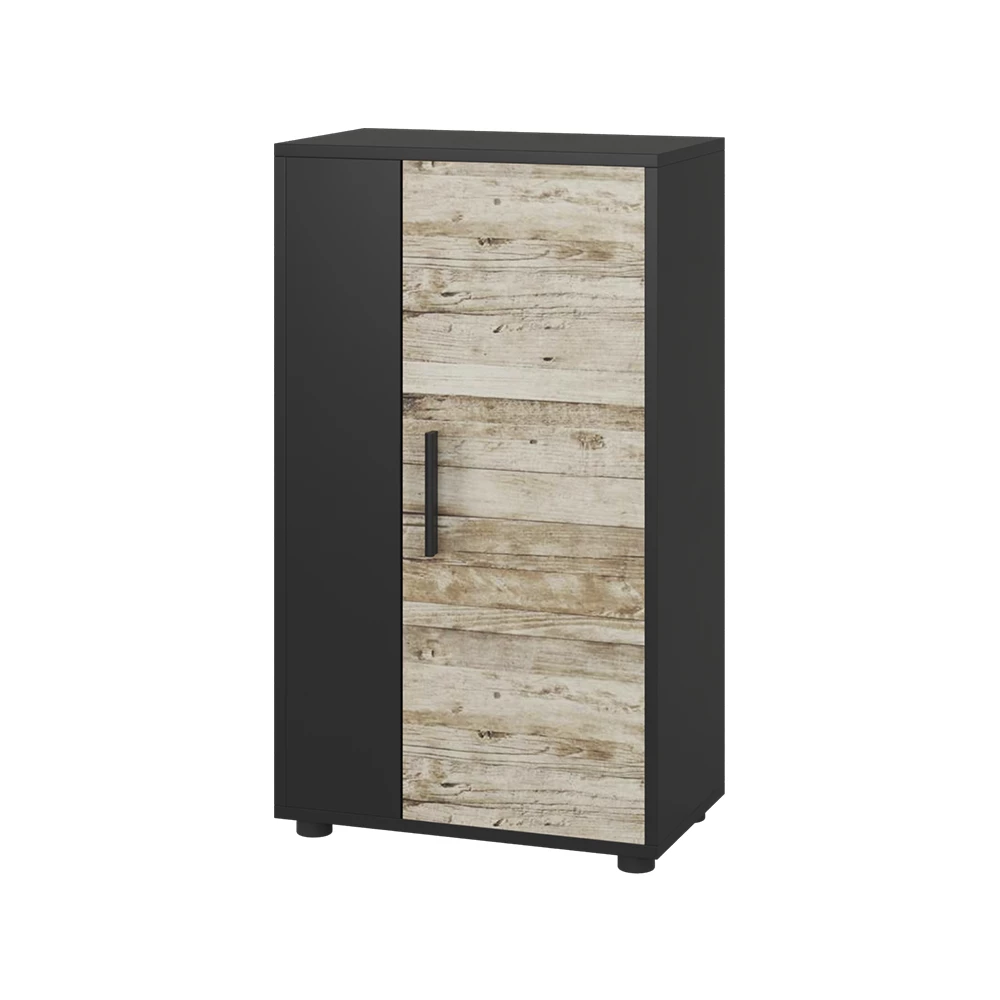 Vicco Kommode Schwarz/Sandeiche 50.1 x 87.3 cm mit 2 Fächern, Berno