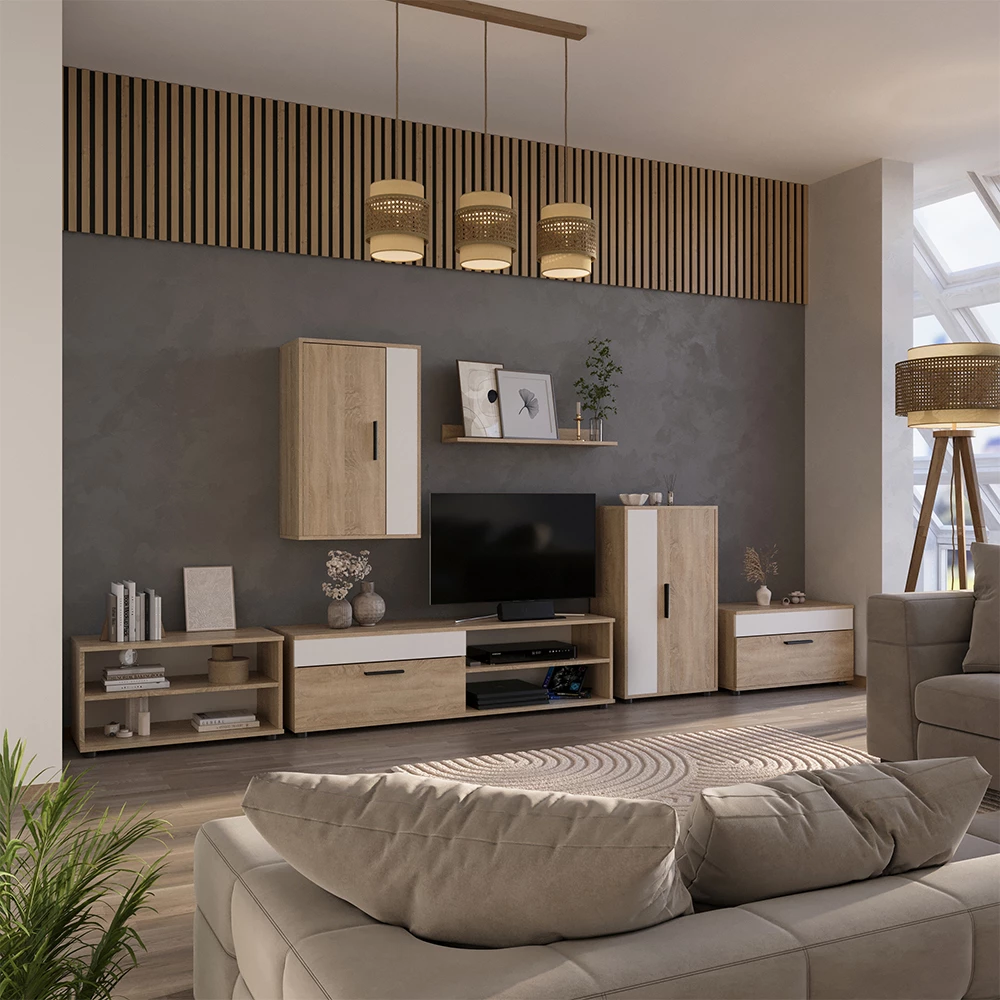 Wohnwand Berno Sonoma 4-teiliges Set livinity®