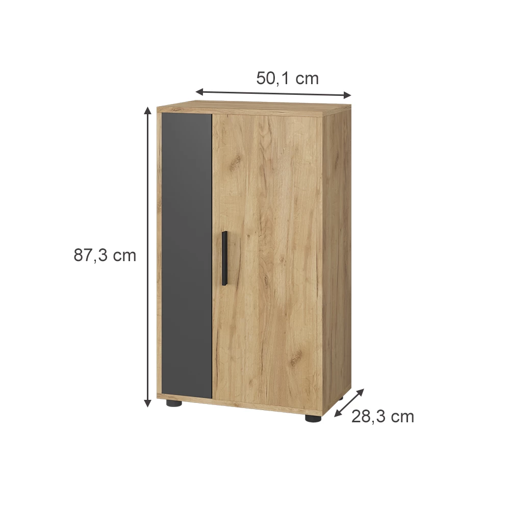 Vicco Kommode Goldkraft Eiche/Anthrazit 50.1 x 87.3 cm mit 2 Fächern, Berno