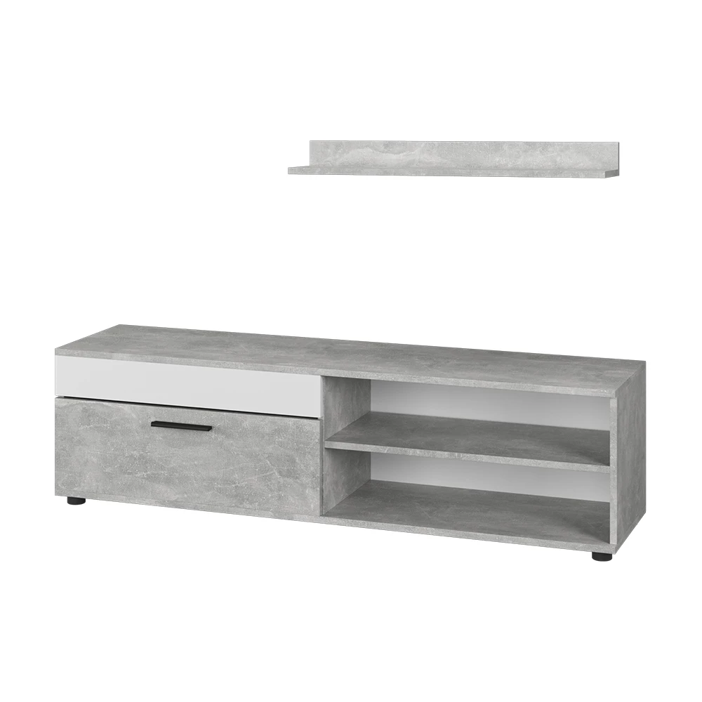 Vicco Lowboard & Regal Beton/Weiß mit 1 Klappe, Berno