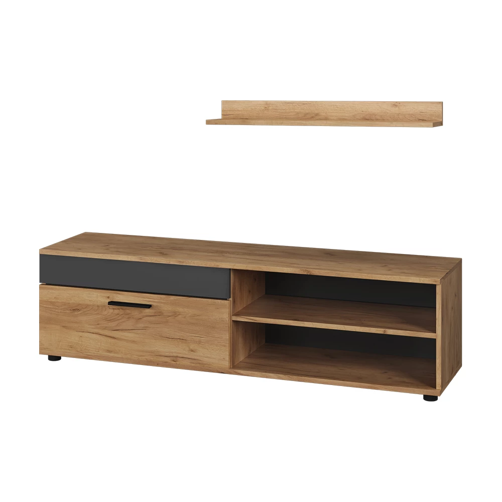 Vicco Lowboard & Regal Goldkraft Eiche/Anthrazit mit 1 Klappe, Berno