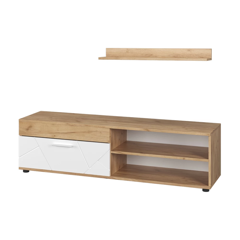 Vicco Lowboard & Regal Goldkraft Eiche/Weiß mit 1 Klappe, Berno