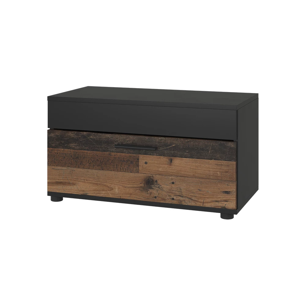 Vicco Bücherregal Schwarz/Oldstyle 70.8 x 38.9 cm mit Klapptür, Berno
