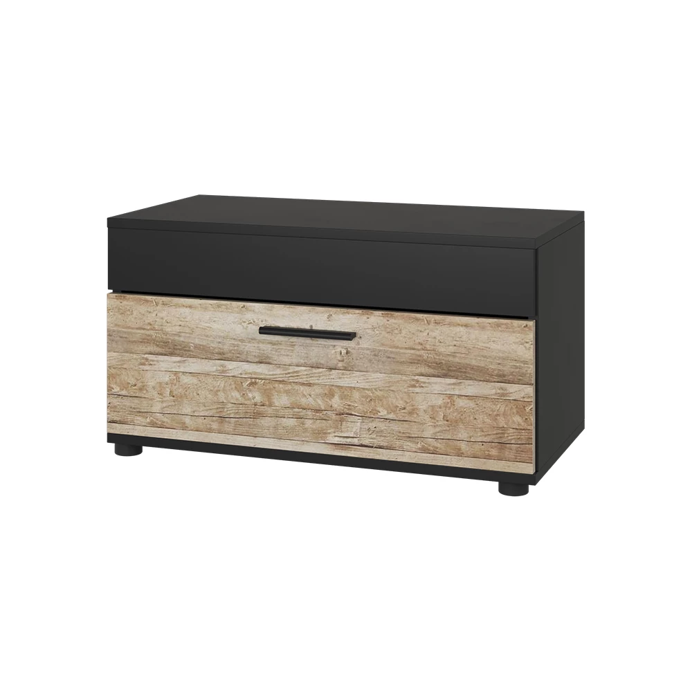 Vicco Bücherregal Schwarz/Sandeiche 70.8 x 38.9 cm mit Klapptür, Berno