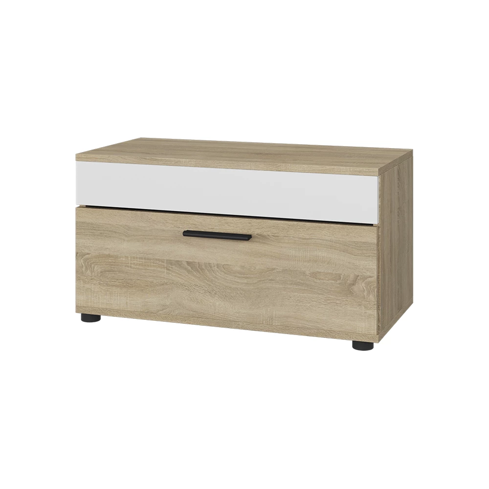 Vicco Wohnzimmerschrank Sonoma/Weiß 70.8 x 38.9 cm mit Klapptür, Berno