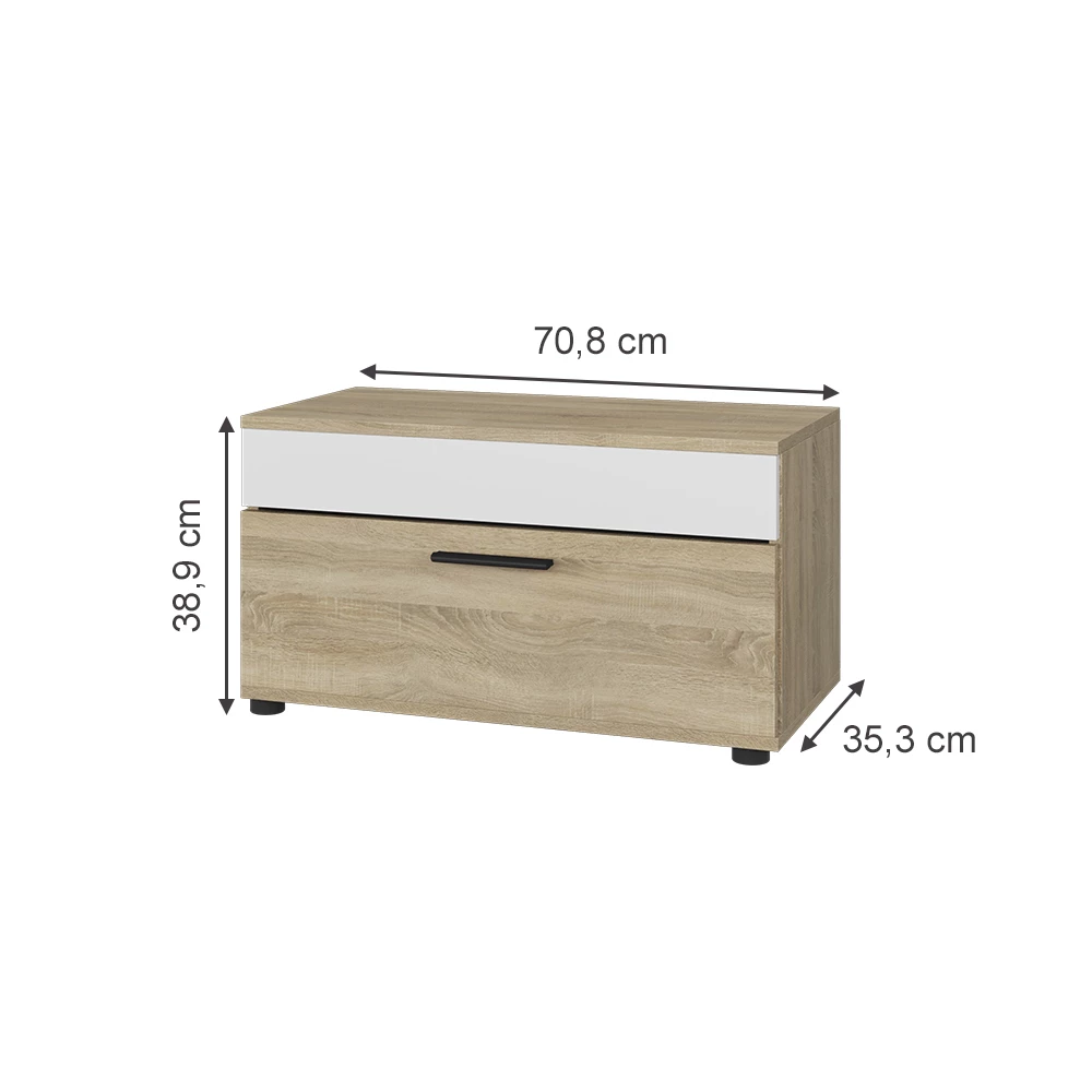 Vicco Wohnzimmerschrank Sonoma/Weiß 70.8 x 38.9 cm mit Klapptür, Berno